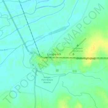 Mappa topografica Longreach, altitudine, rilievo