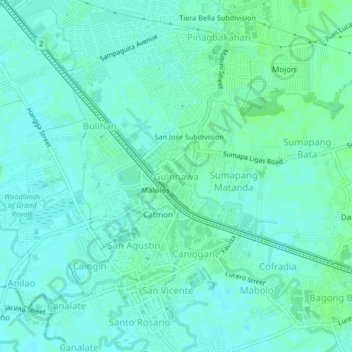 Mappa topografica Guinhawa, altitudine, rilievo
