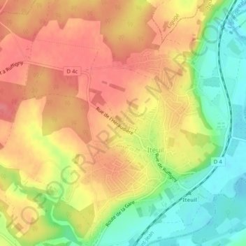 Mappa topografica Champ Charbon, altitudine, rilievo