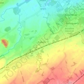 Mappa topografica Polbeth, altitudine, rilievo