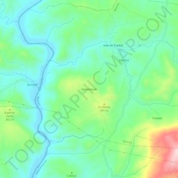 Mappa topografica Gandariças, altitudine, rilievo