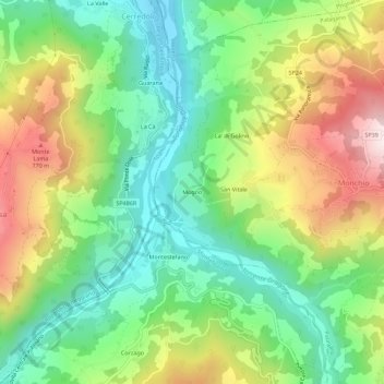 Mappa topografica Mogno, altitudine, rilievo