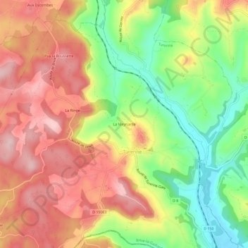 Mappa topografica La Meynarde, altitudine, rilievo