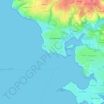 Mappa topografica Coat Pin, altitudine, rilievo
