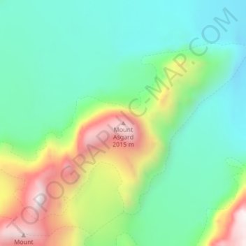 Mappa topografica Mount Asgard, altitudine, rilievo