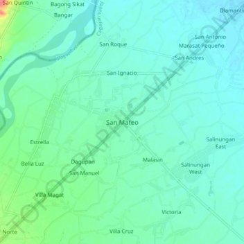 Mappa topografica San Mateo, altitudine, rilievo
