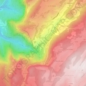 Mappa topografica L'Evalide, altitudine, rilievo