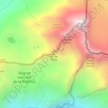 Mappa topografica Bec de l'Aigle, altitudine, rilievo