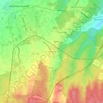 Mappa topografica Picassinos, altitudine, rilievo