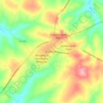 Mappa topografica Colorado, altitudine, rilievo
