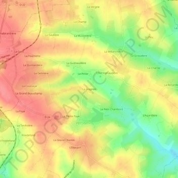 Mappa topografica La Fragnée, altitudine, rilievo