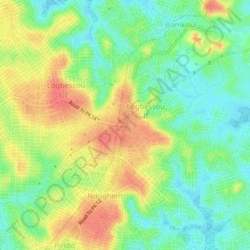 Mappa topografica Logbessou Pk.14, altitudine, rilievo