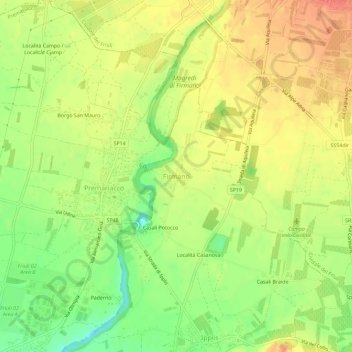 Mappa topografica Firmano, altitudine, rilievo