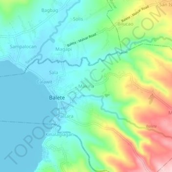 Mappa topografica Makina, altitudine, rilievo