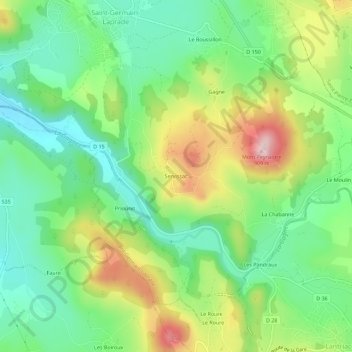 Mappa topografica Servissac, altitudine, rilievo