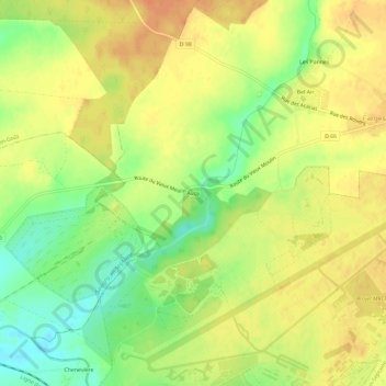 Mappa topografica Augy, altitudine, rilievo