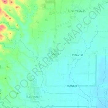 Mappa topografica Bobongon, altitudine, rilievo