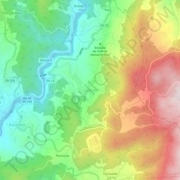 Mappa topografica Cedrim, altitudine, rilievo