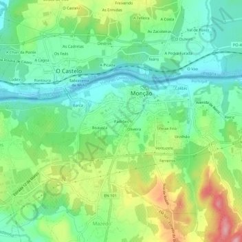 Mappa topografica Padrões, altitudine, rilievo