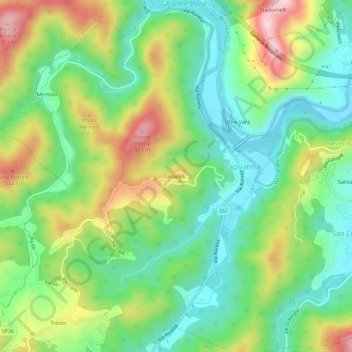 Mappa topografica Bracelli, altitudine, rilievo