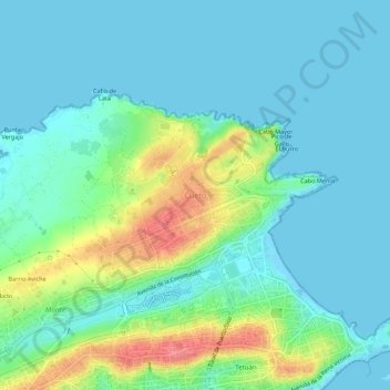 Mappa topografica Cueto, altitudine, rilievo