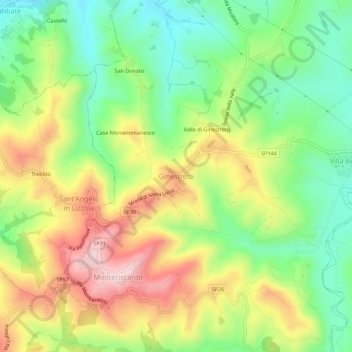 Mappa topografica Ginestreto, altitudine, rilievo
