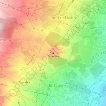 Mappa topografica Talavera, altitudine, rilievo