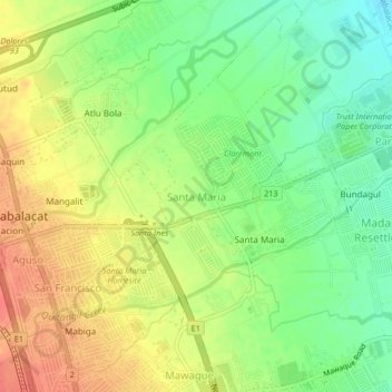 Mappa topografica Santa Maria, altitudine, rilievo