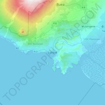 Mappa topografica Limbé, altitudine, rilievo