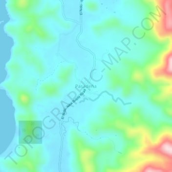 Mappa topografica Pasadeña, altitudine, rilievo