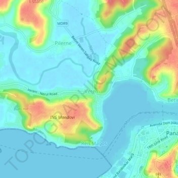 Mappa topografica Verem, altitudine, rilievo