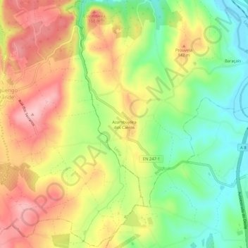 Mappa topografica Azambujeira dos Carros, altitudine, rilievo