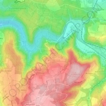 Mappa topografica Kyburg, altitudine, rilievo