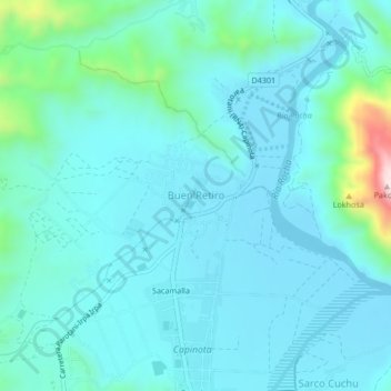 Mappa topografica Buen Retiro, altitudine, rilievo