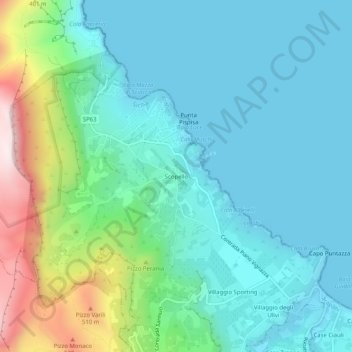 Mappa topografica Scopello, altitudine, rilievo