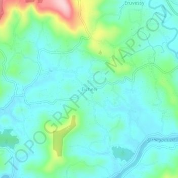 Mappa topografica Eicheri, altitudine, rilievo