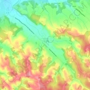 Mappa topografica Malraynal, altitudine, rilievo