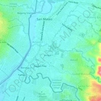 Mappa topografica Ampid 2, altitudine, rilievo