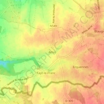 Mappa topografica Athis, altitudine, rilievo