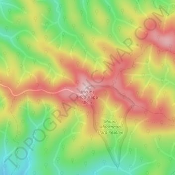 Mappa topografica Mount Moornapa, altitudine, rilievo