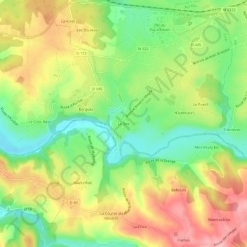 Mappa topografica Le Bex, altitudine, rilievo