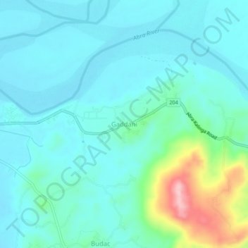 Mappa topografica Gaddani, altitudine, rilievo