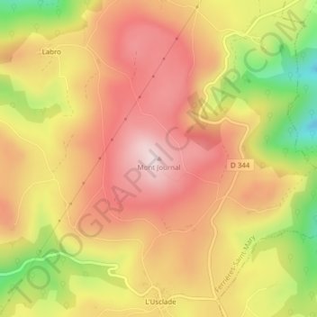 Mappa topografica Mont Journal, altitudine, rilievo