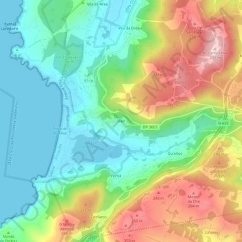 Mappa topografica Vilar, altitudine, rilievo