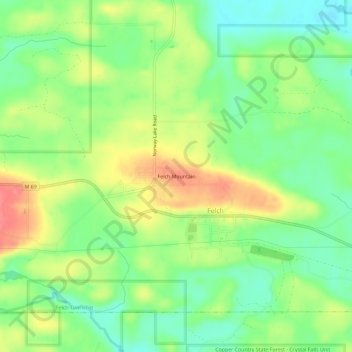 Mappa topografica Felch Mountain, altitudine, rilievo