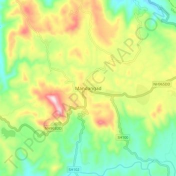 Mappa topografica Mandangad, altitudine, rilievo