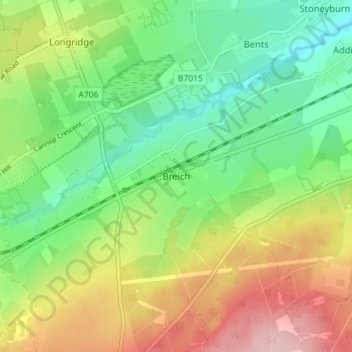 Mappa topografica Breich, altitudine, rilievo