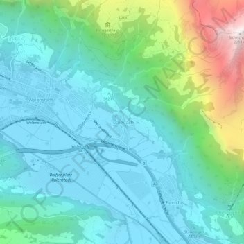 Mappa topografica Tscherlach, altitudine, rilievo