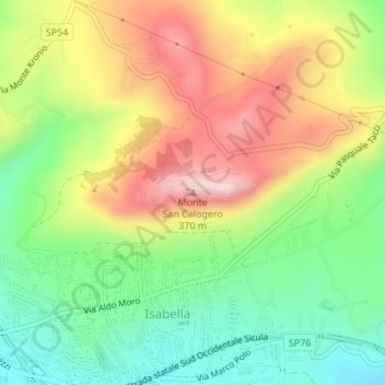 Mappa topografica Monte San Calogero, altitudine, rilievo