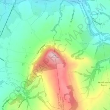 Mappa topografica The Cloud, altitudine, rilievo